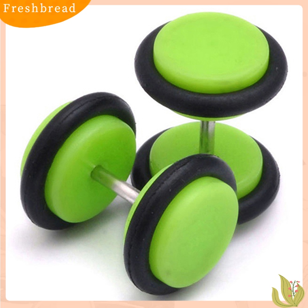 &lt; Freshbread &gt; 1pasang Pria Wanita Punk 8mm Dumbbell Gaya Stud Anting Tindik Perhiasan Charms