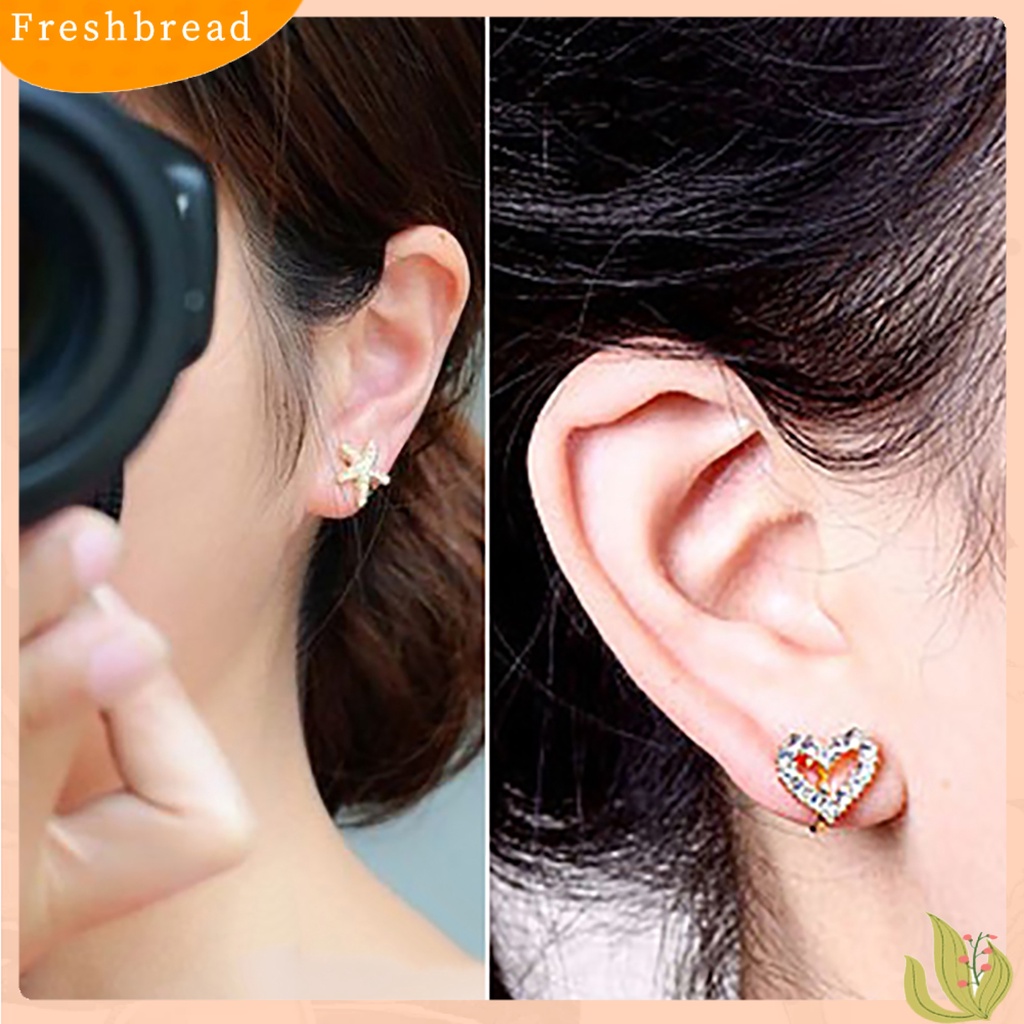 &lt; Freshbread &gt; 1Pc Anting Berlian Imitasi Hias Perhiasan Hadiah Alloy Bintang Laut Gaya Cinta Kristal Berlian Imitasi Klip Untuk Kehidupan Sehari-Hari