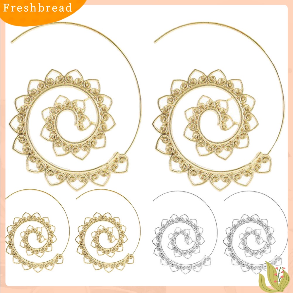 &lt; Freshbread &gt; Wanita Spiral Bulat Lingkaran Gear Hati Anting Tindik Statement Perhiasan Hadiah