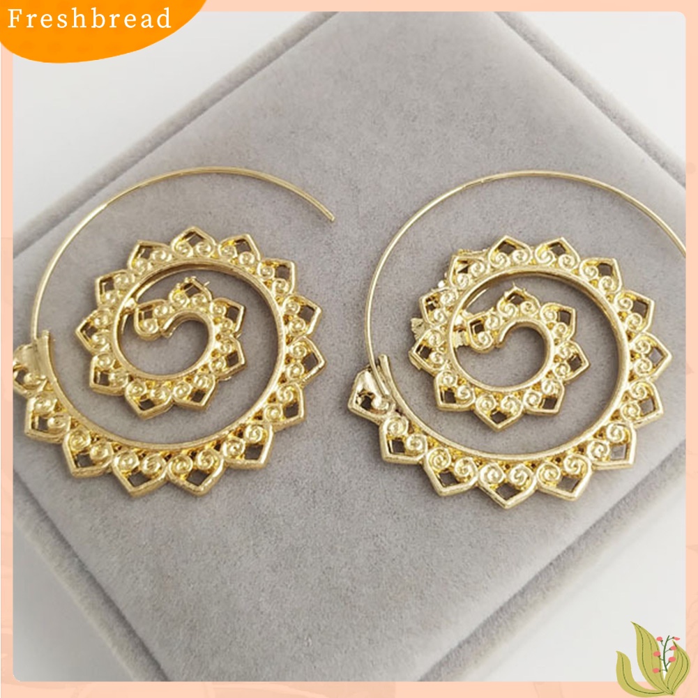 &lt; Freshbread &gt; Wanita Spiral Bulat Lingkaran Gear Hati Anting Tindik Statement Perhiasan Hadiah