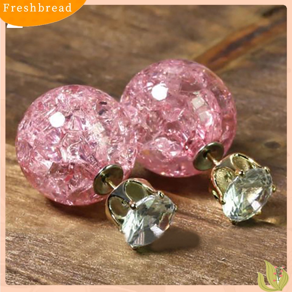 &lt; Freshbread &gt; Wanita Fashion Manik-Manik Mutiara Imitasi Berlian Imitasi Bentuk Bola Ear Studs Earrings Jewelry