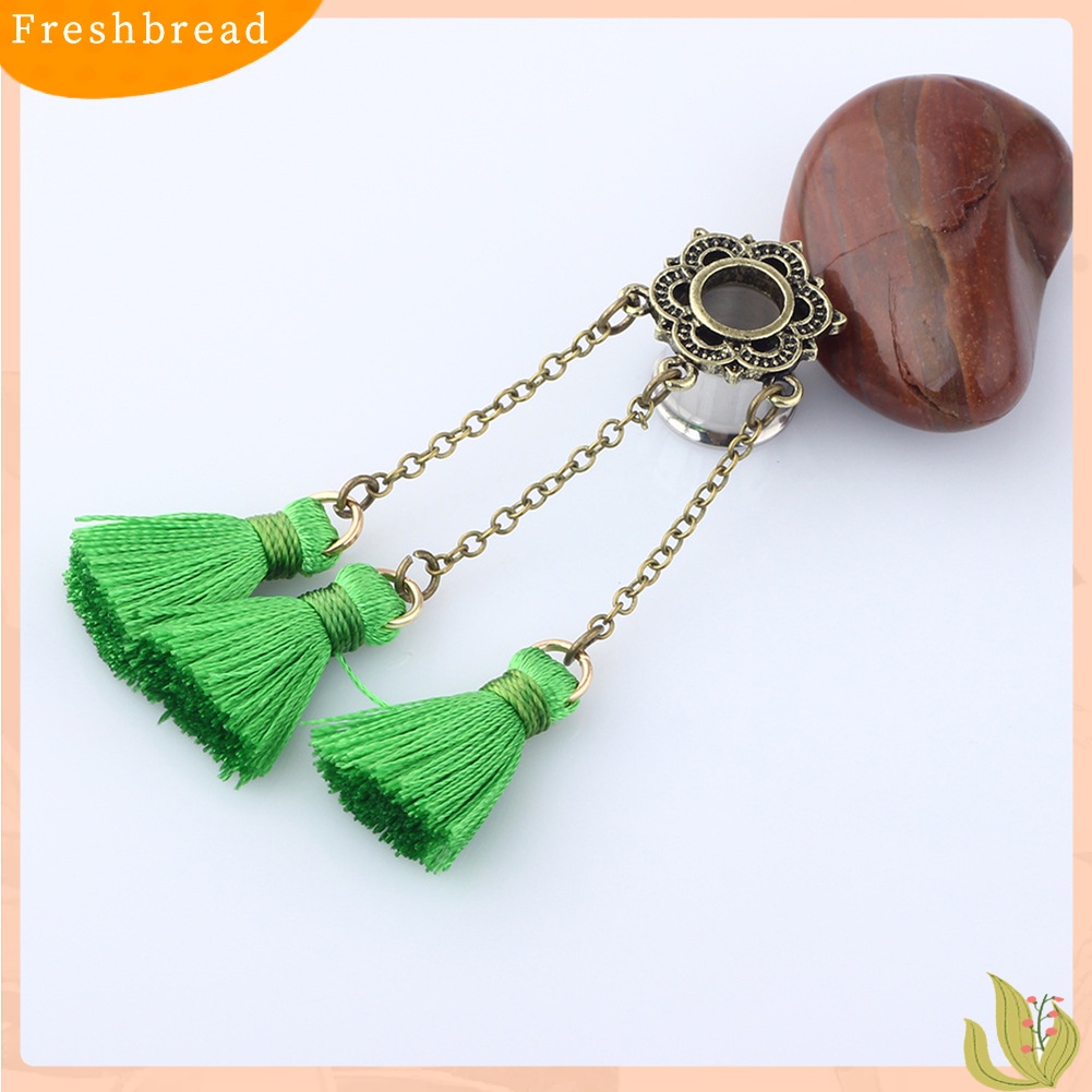 &lt; Freshbread &gt; 1Pc Wanita Rumbai Stainless Steel Ear Plug Tandu Expander Piercing Perhiasan