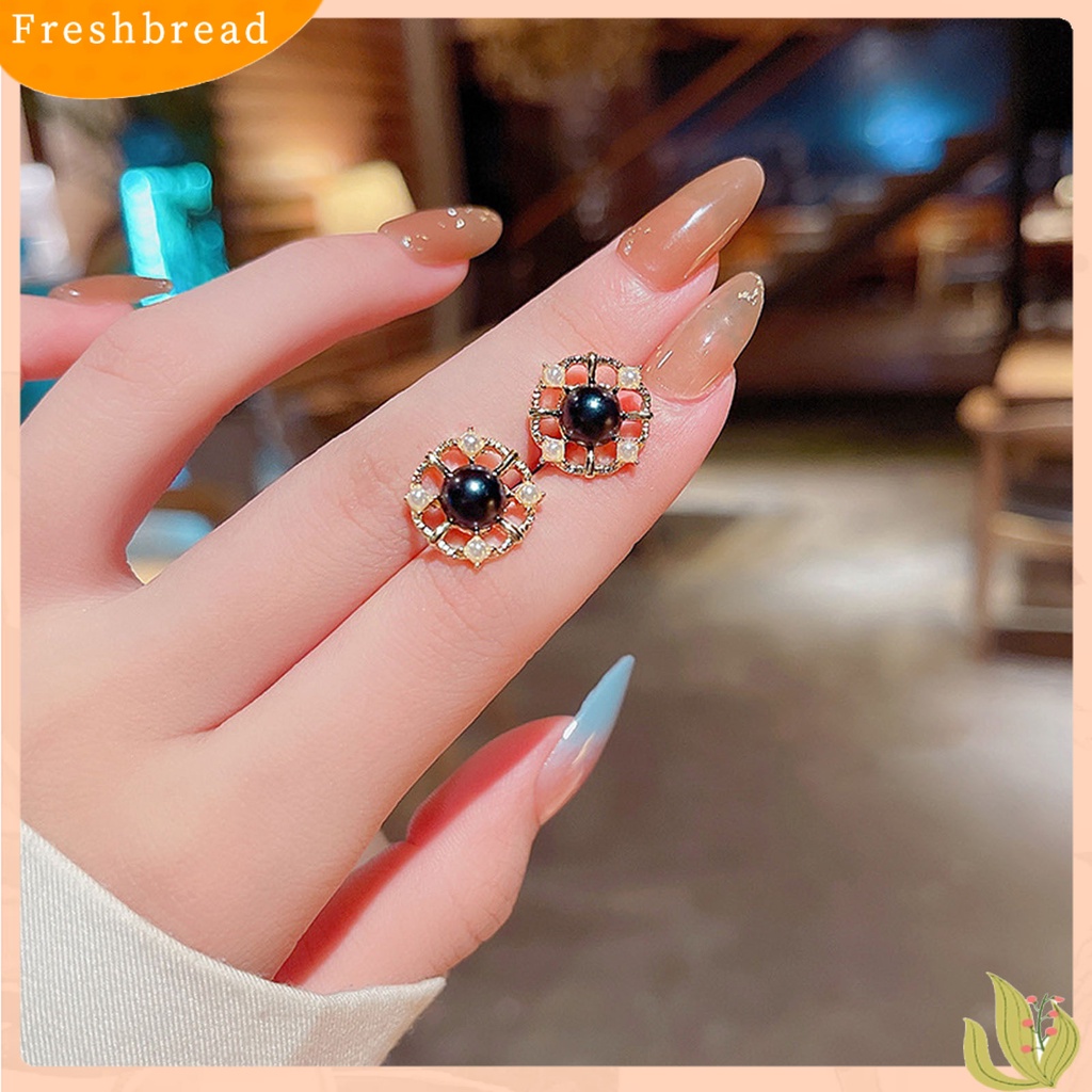 &lt; Freshbread &gt; 1pasang Wanita Ear Studs Bunga Berlian Imitasi Perhiasan Bersinar Hati Studs Earrings Untuk Pakaian Sehari-Hari