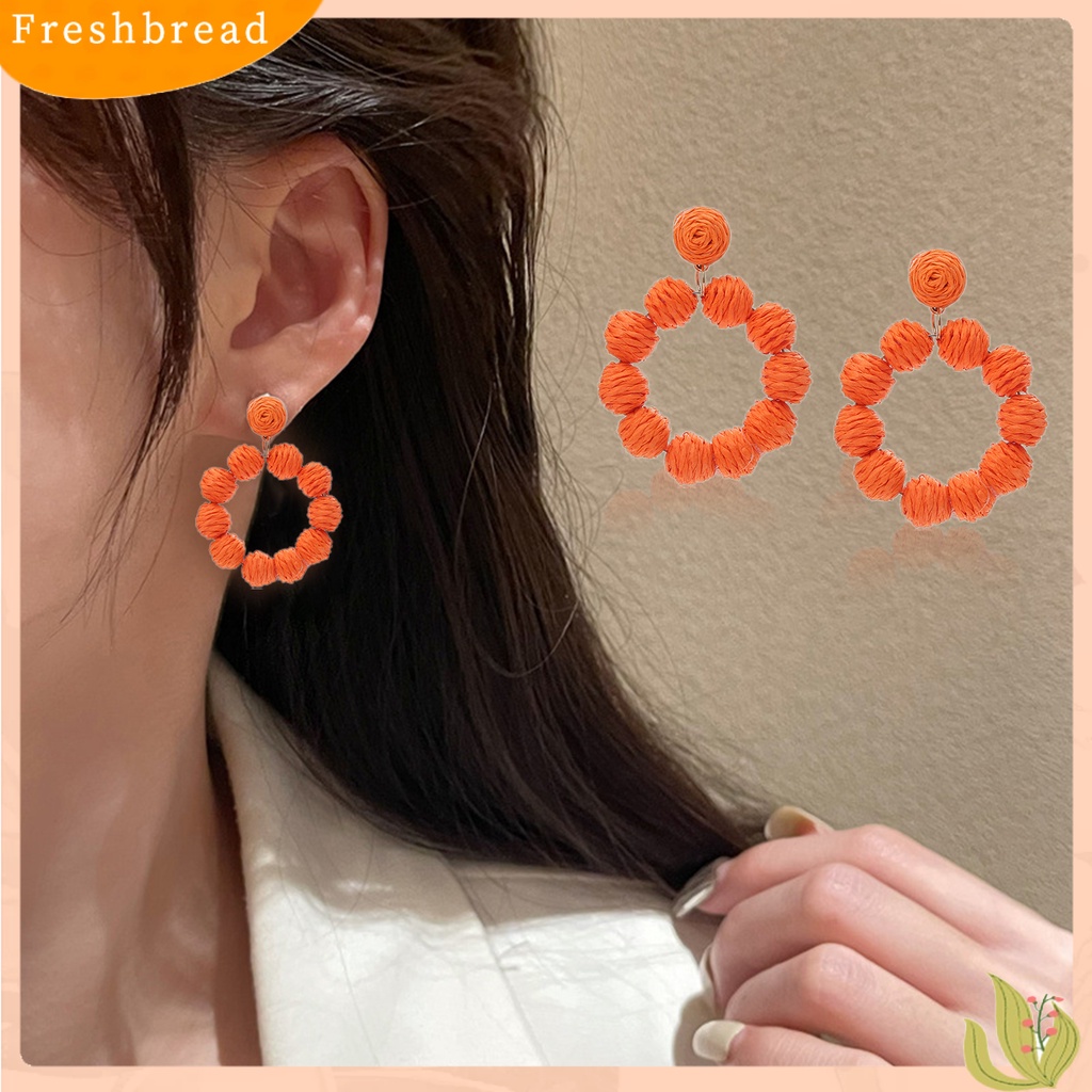 &lt; Freshbread &gt; 1pasang Drop Earrings Bulat Perhiasan Gaya Liburan Bohemian Geometris Menjuntai Anting Untuk Liburan