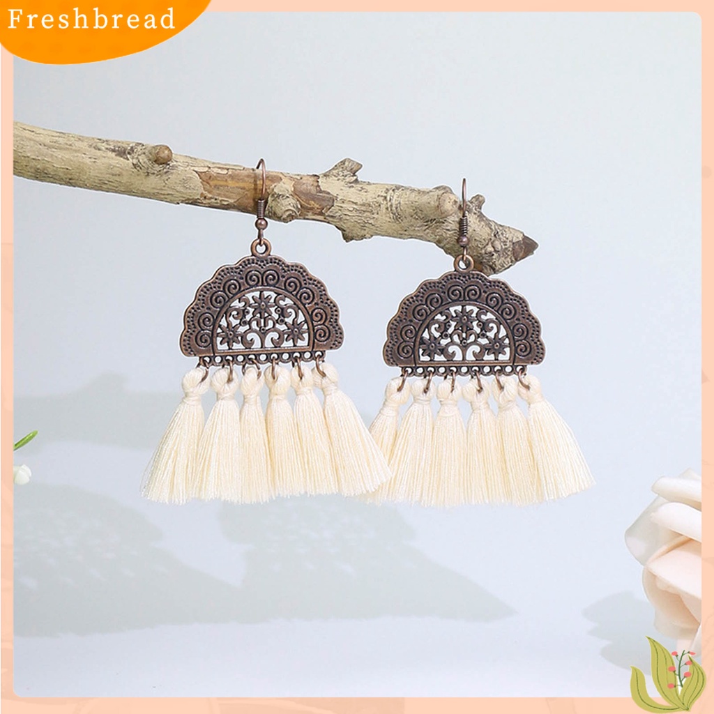 &lt; Freshbread &gt; 1pasang Anting Menjuntai Gaya Bohemia Hias Alloy Anting Rumbai Drop Panjang Berbentuk Kipas Untuk Pesta