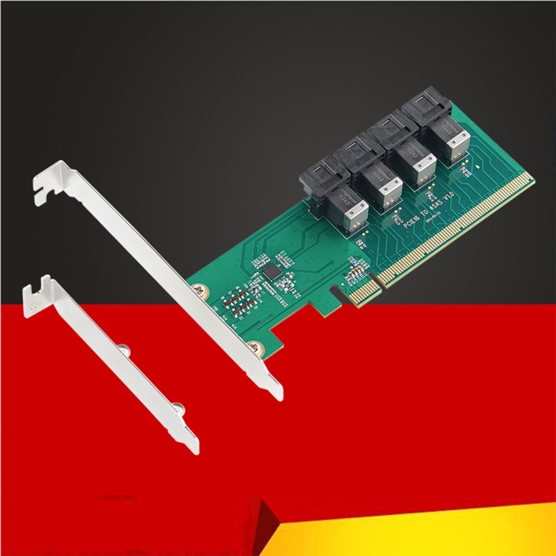 Zzz PCIE X16 Ke 4-port U 2 NVME SFF-8643 SFF-8639 Kartu Ekspanding PCIE 40 Split Card U 2ke PCIE Adapter