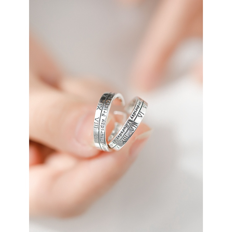 Goldkingdom Fashion Perhiasan Aksesoris Ready Stock Romawi Digital Jari Telunjuk Cincin Terbuka Cincin Pasangan Cincin Minggu Vintage Cincin Fashion Pria Dan Wanita