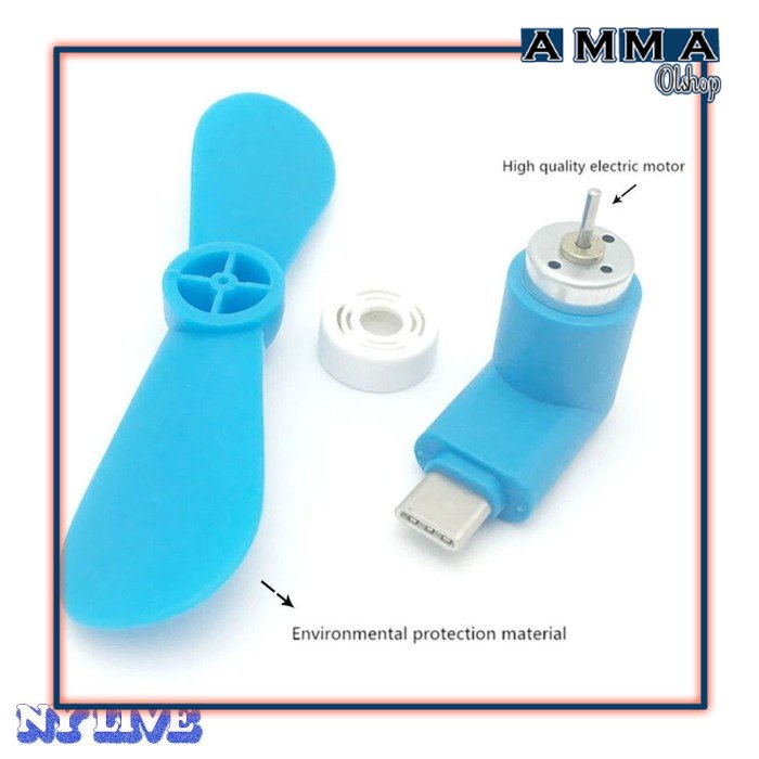 Kipas HP Indoor Outdoor Portable Micro atau Tipe C Mini Colok di Android dan Power Bank dengan Luban