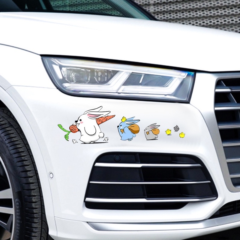 Kartun Lucu Untuk Mobil Truk Motor Kelinci Lucu Ayam Kitty Puppy Decals Mobil Stiker Hias Mobil Stiker Helm Elektromobil Sticker