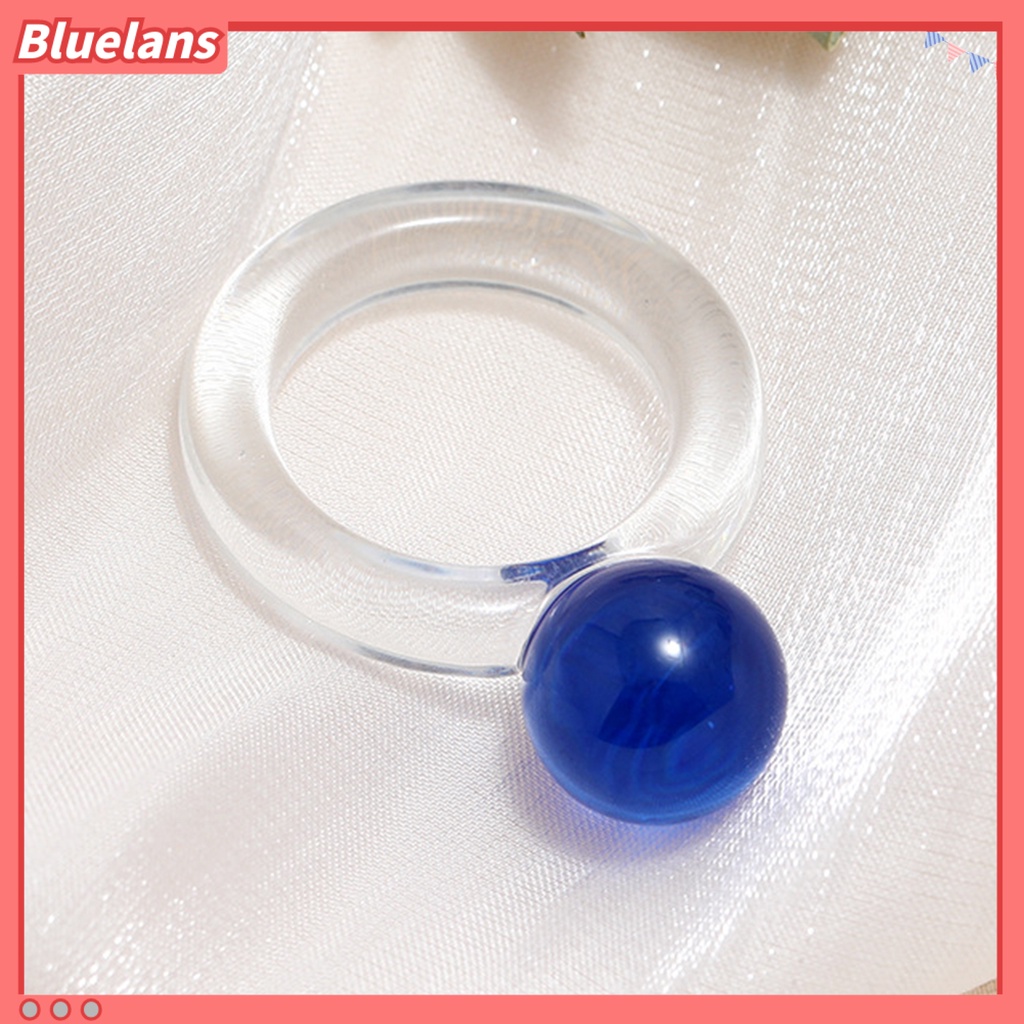 {In Stock} Cincin Wanita Transparan Palsu Bola Kristal Perhiasan All Match Round Ring Untuk Pacaran