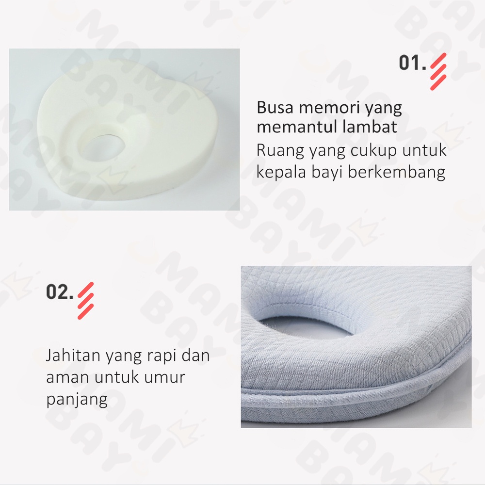 Mamibayi Bantal Premium Memory Foam Bayi Bantal Anti Peyang Lembut