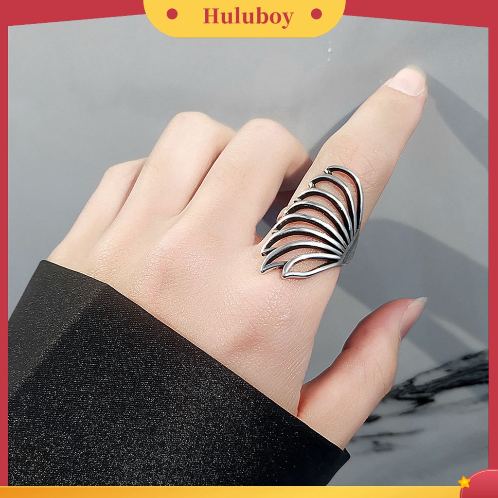 {Ready Stock} Hip-hop Berlebihan Tembaga Wanita Cincin Berongga Kupu-Kupu Pembukaan Jari Cincin Perhiasan Aksesoris