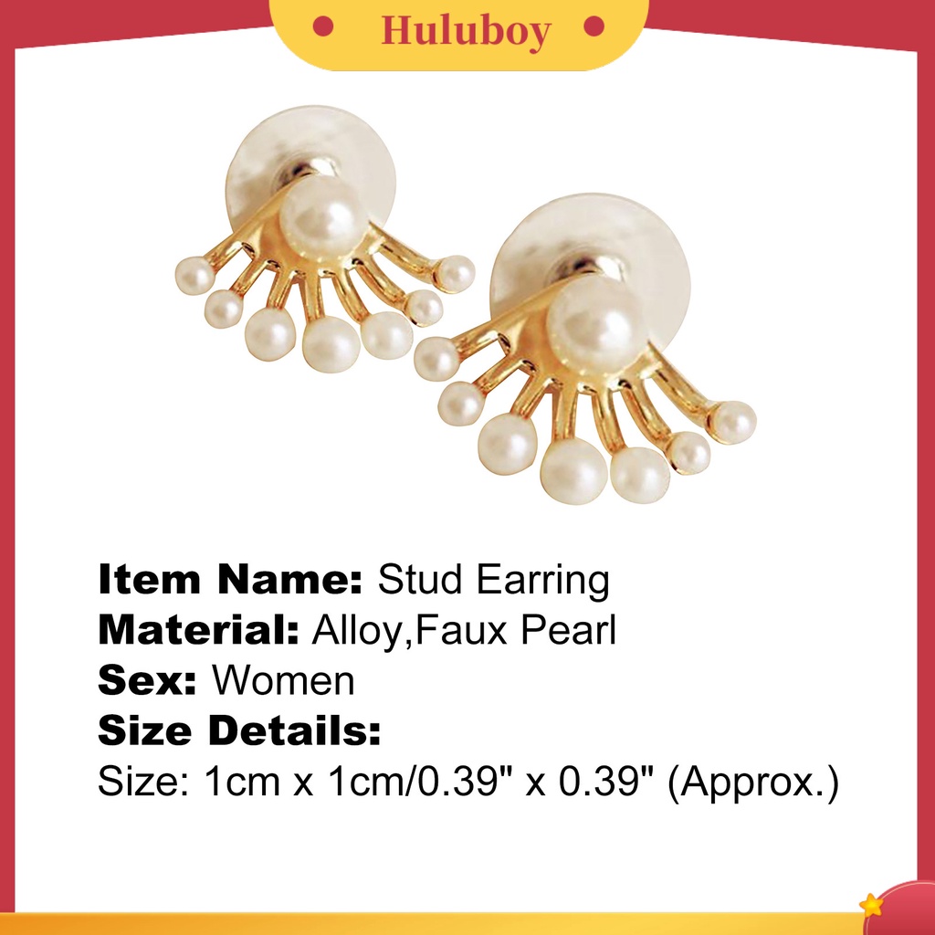 {Ready Stock} 1pasang Anting Perhiasan Dua Sisi Mutiara Imitasi Wanita Anting Stud Depan Belakang Untuk Festival