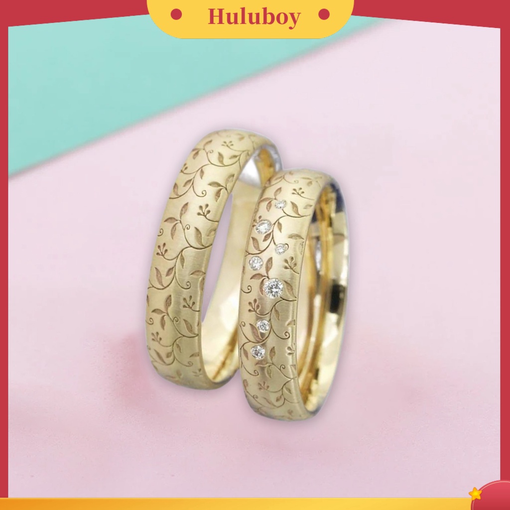 {Ready Stock} Cincin Jari Bunga Ukir Elegan Pengerjaan Indah Pasangan Cincin Band Ukiran Untuk Hadiah