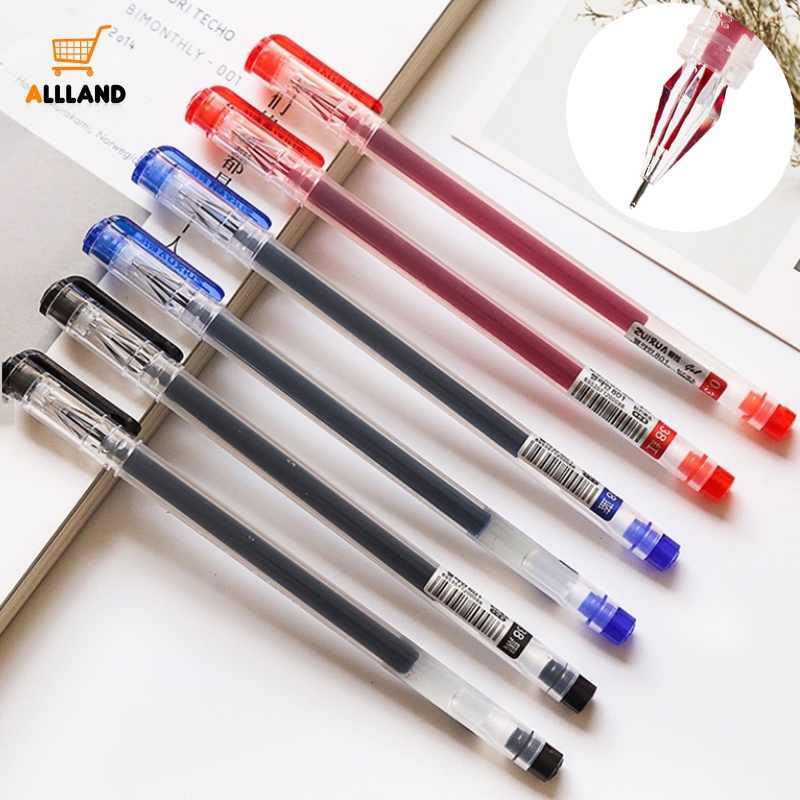 Black/blue/red 0.38mm Superfine Diamond Tip Gel Pen/Pena Tanda Tangan Tulisan Halus Cepat Kering/Pena Netral Plastik Klipable