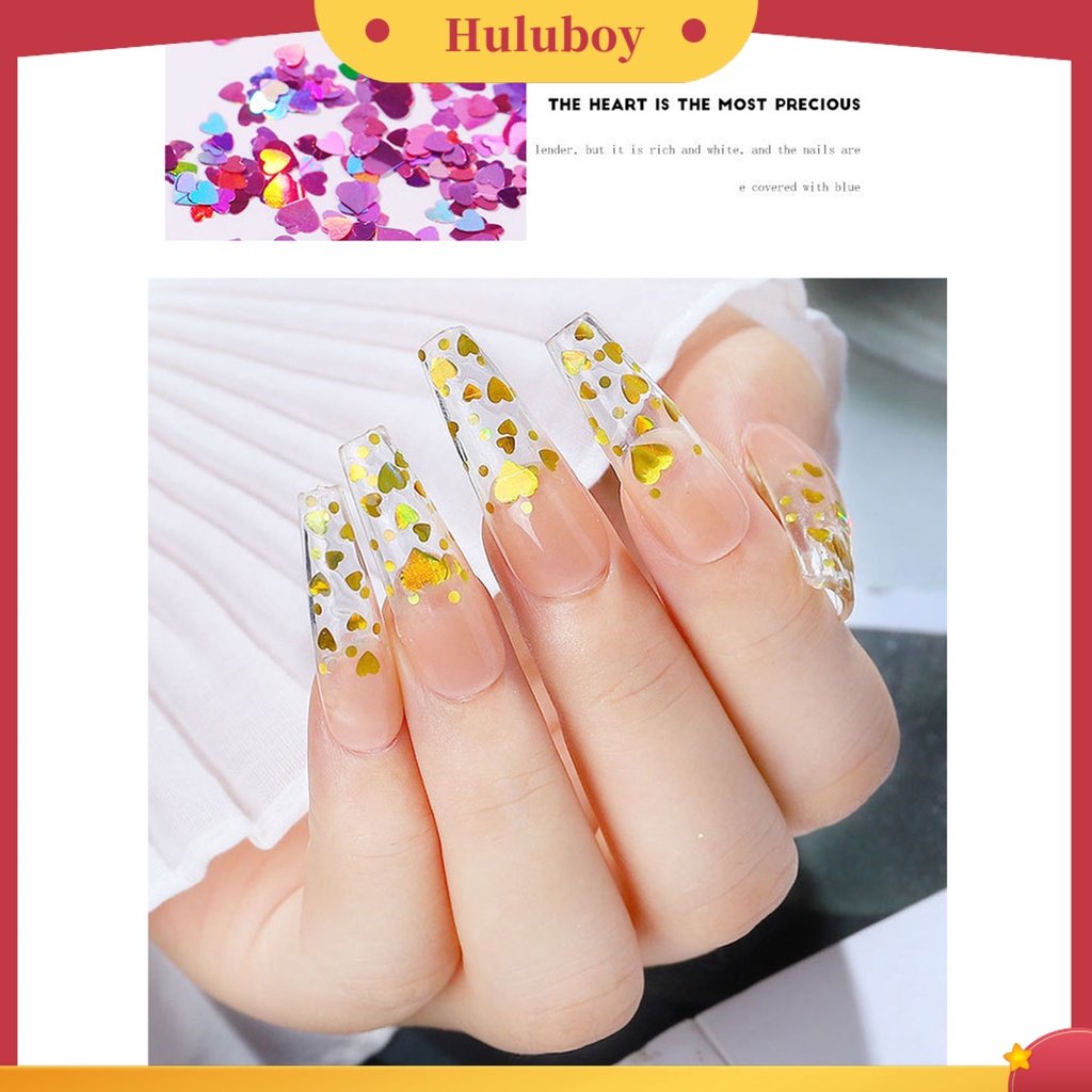 {In Stock} Desain Huruf Bentuk Hati Ultra-Tipis Beauty Woman Nail Care Polish Sequin Untuk Pesta