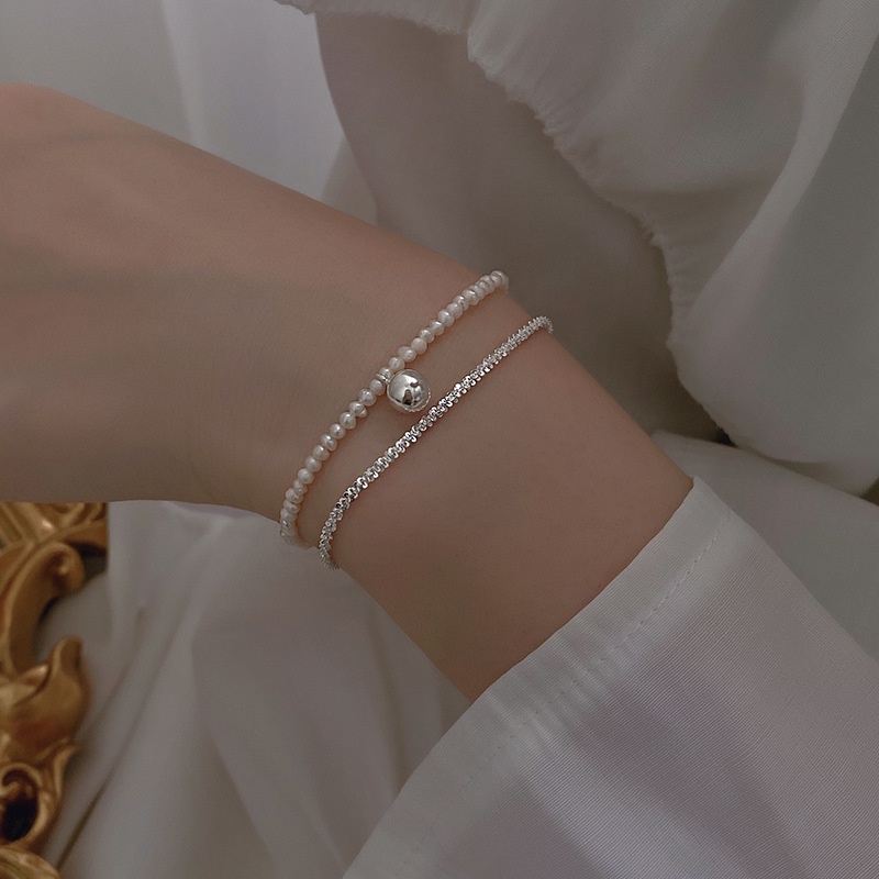 Gelang Manik-Manik Mutiara Fashion Untuk Wanita Gelang Rantai Zirkon Bell Elegan Aksesoris Perhiasan