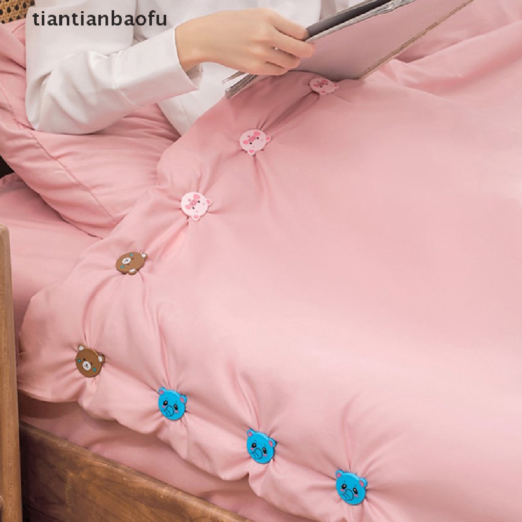 [tiantianbaofu] 6 Pcs Kartun BedSheet Quilt Clip Duvet Cover Pengikat Klip Anti Slip Gesper Butik