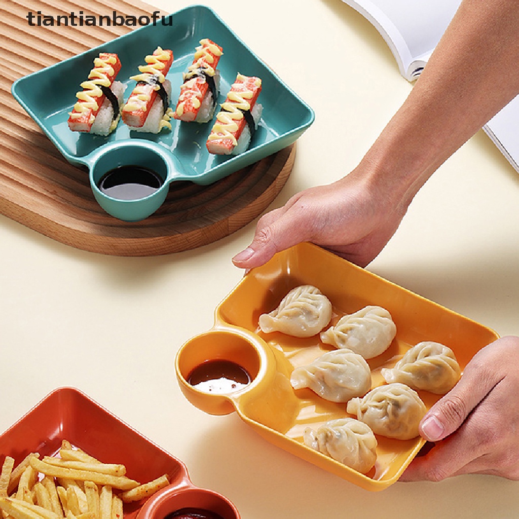 [tiantianbaofu] Piring Pangsit Persegi Dengan gar Sauce Dish Space Snack Platter Boutique