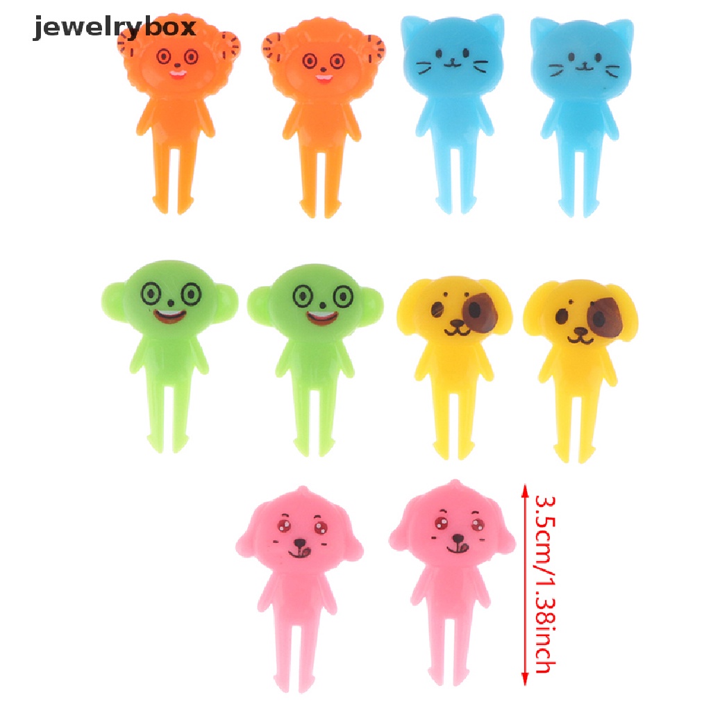 [jewelrybox] 7per8/10pcs Kartun Mini Garpu Buah Animal Farm Mini Cartoon Fruit Fork Food Fork Butik