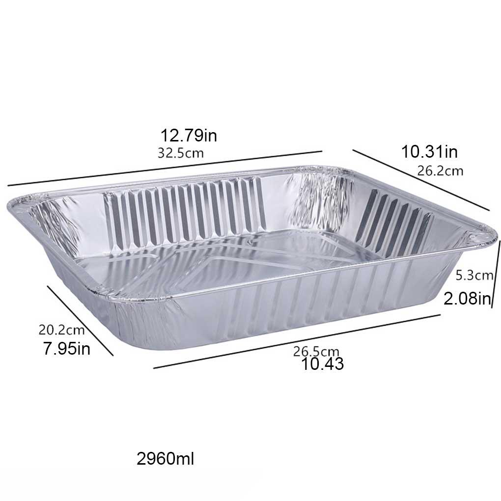 12pcs Wadah Makanan Aluminium Foil Sekali Pakai Persegi Panjang Packing Box Tray Tahan Suhu Tinggi Tahan Minyak Alat Masak BBQ