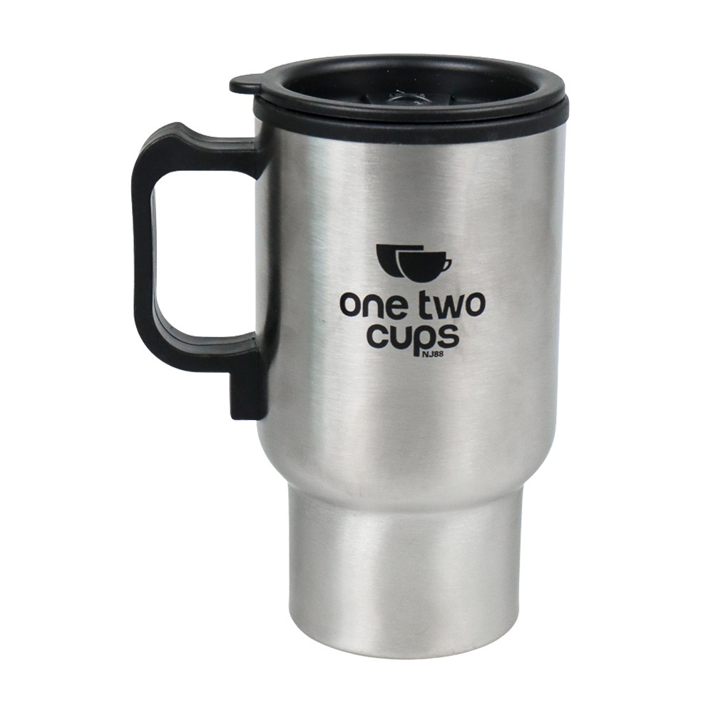 One Two Cups Gelas Insulasi Car Kettle Stainless Steel dengan Pemanas 12V 450 ML - Silver - OMHZ5WSV