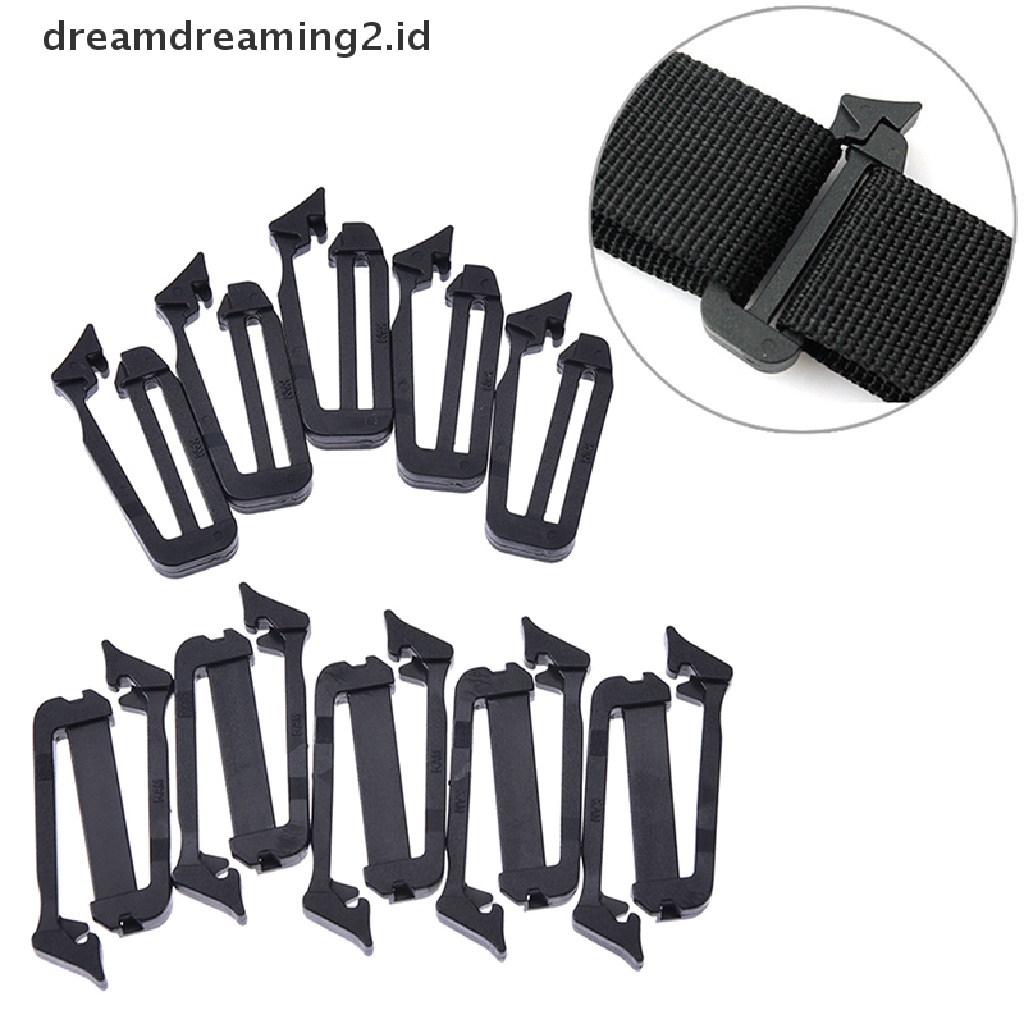 (hot) 5x molle webbing buckle strap belt end clip adjust keeper Aksesoris Ransel//