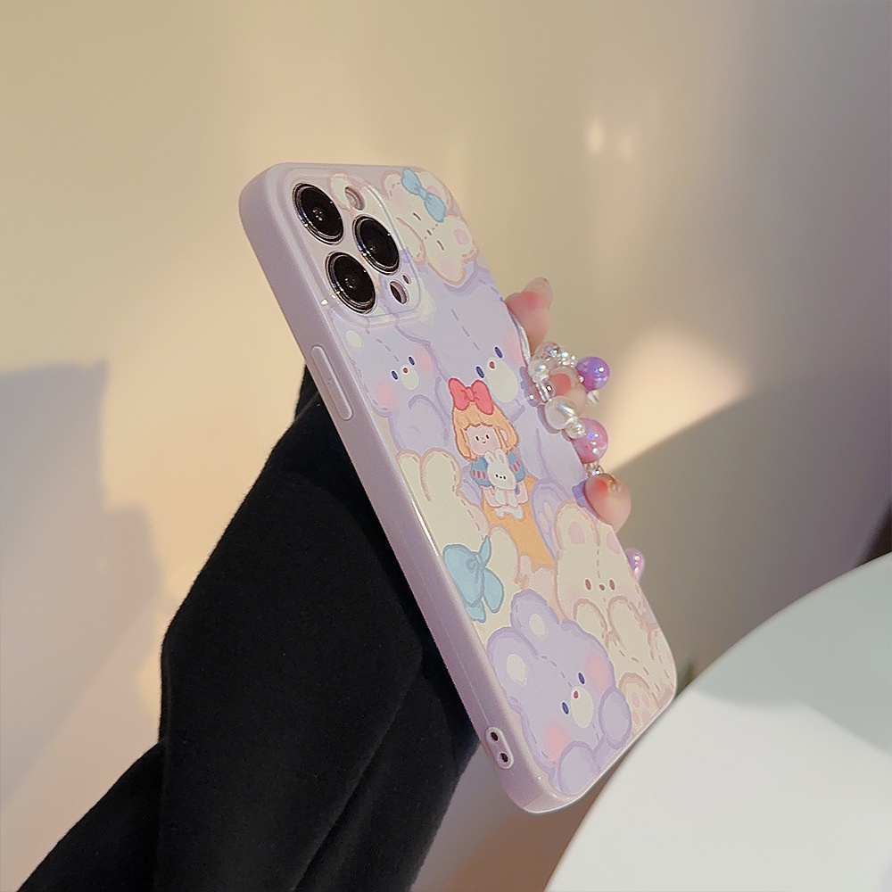 IPHONE Ins Boneka Putri Lucu Kartun Silikon Case Dengan Rantai Untuk Iphone14 11 12 13 PRO MAX Casing Cover Pelindung AT0163