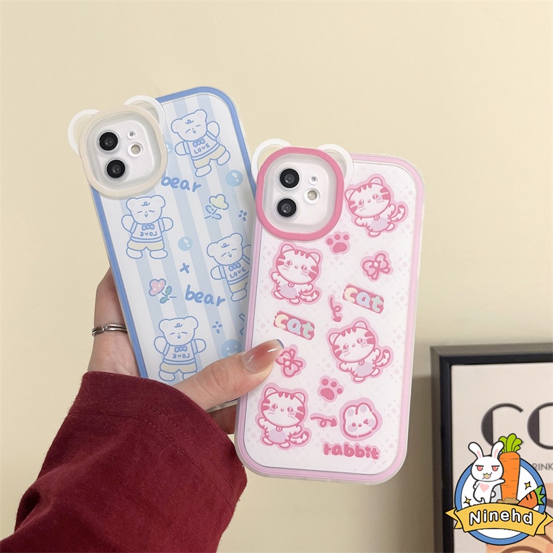 IPHONE Casing Kompatibel Untuk Iphone14 13 12 11 Pro Max X Xr Xs Max SE 8 7 6 6s Plus Ins Korea Lovely Phone Case Kualitas Tinggi Lembut Pelindung Lensa Anti Jatuh Shockproof Cover Pelindung