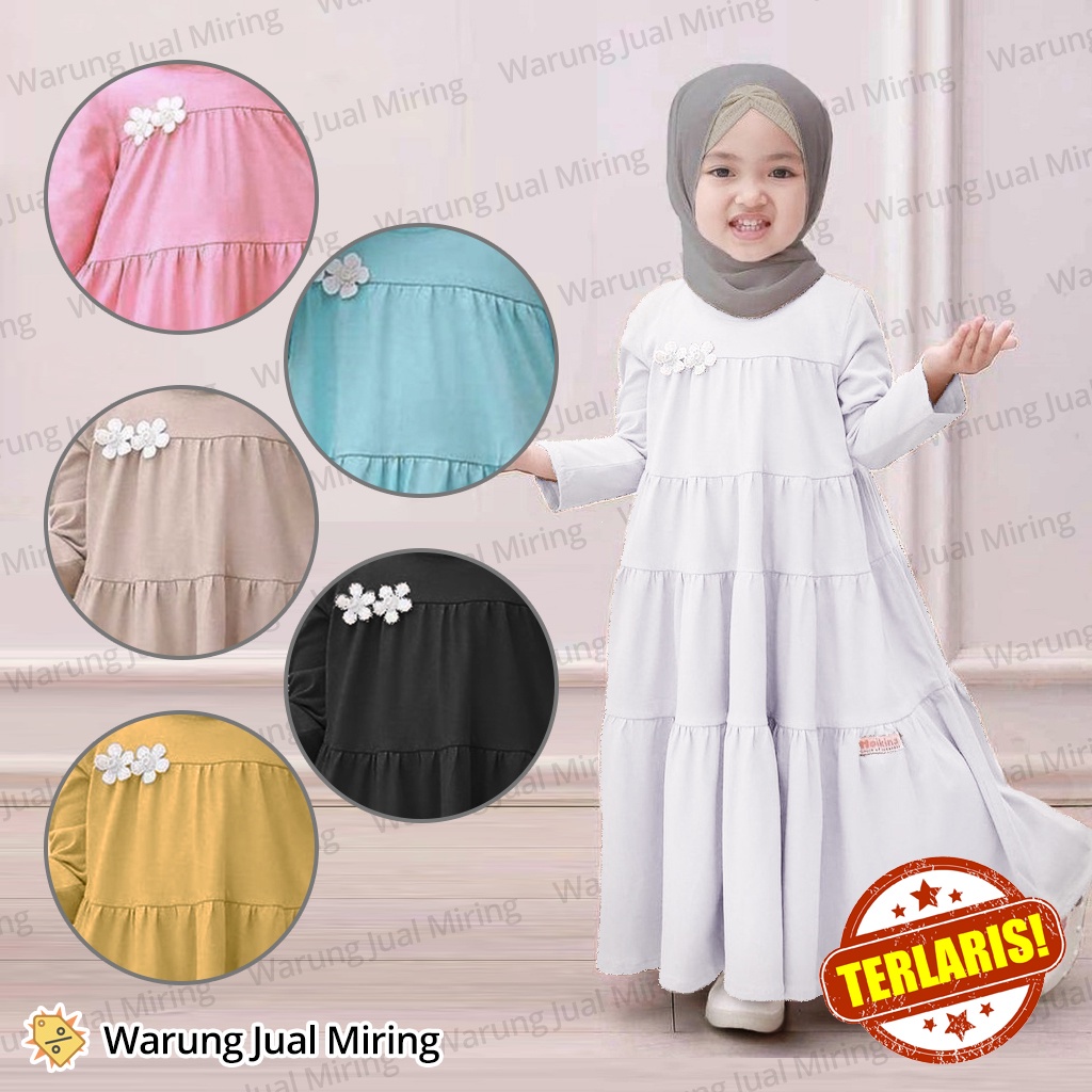 Gamis Anak Princess 1-12 Tahun Model Susun Bahan Jersey Melar Balita Batita Murah Kids Kecil Perempu