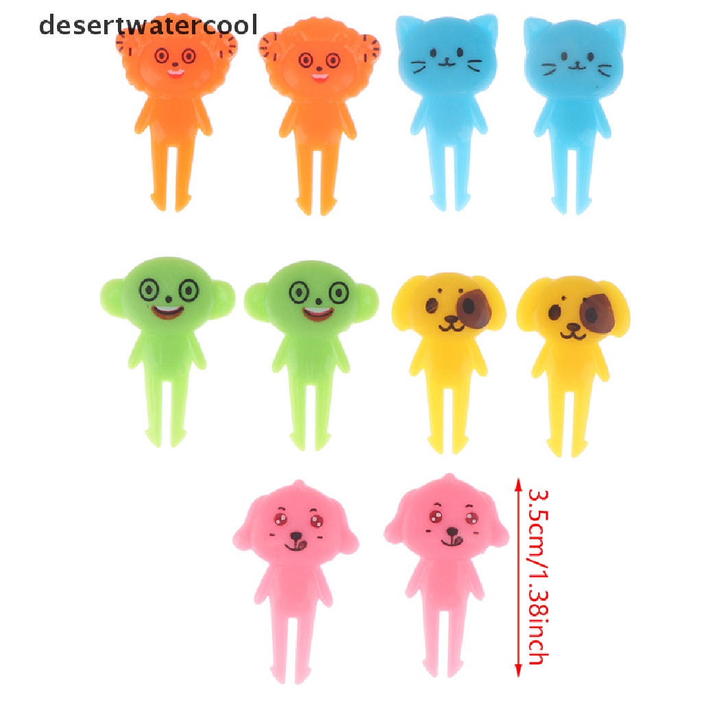 Deid7per8/10pcs Kartun Mini Garpu Buah Animal Farm Mini Cartoon Fruit Fork Food Fork Martijn