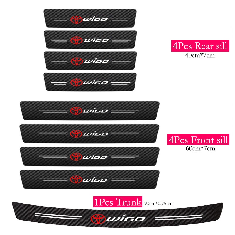 Stiker Kusen Pintu Mobil Toyota Wigo Anti Gores Serat Karbon Kulit Sticker Trunk Protector Stickers Untuk Wigo B100LA 1.0G 1.0E 1.0 TRD S Aksesoris