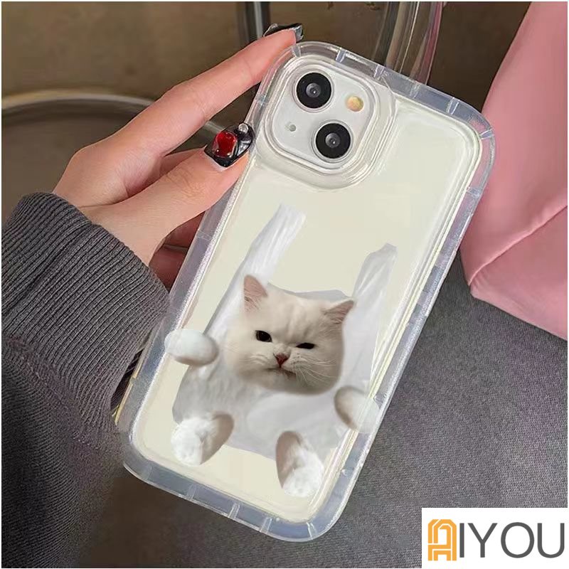 IPHONE Casing Transparan Anjing Dan Kucing Lucu Kompatibel Untuk Iphone14 13 12 11 Pro XS Max Soft Phone Casing XR X8 7 6 6S Plus Silikon TPU Shockproof Cover