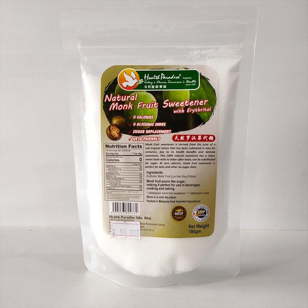 

Health Paradise Monk Fruit Sweetener 180G - Pemanis Gula Diabet Keto