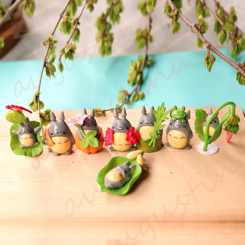 Agustina Lanskap Mikro 8PCS Model Totoro Lucu Miniatur Anime Jepang Peri Taman Ornamen