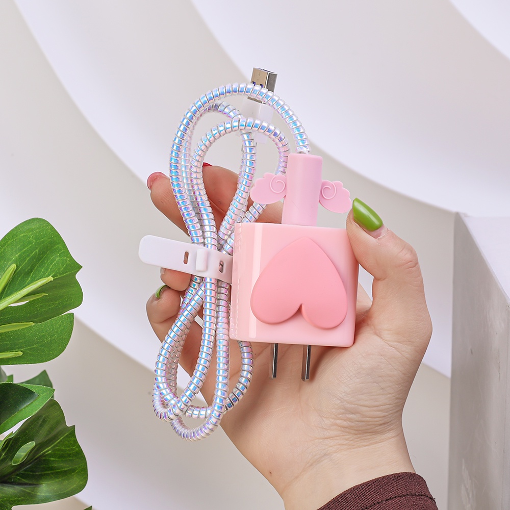 [Unggulan] Kabel USB Organizer Handphone Fast Charger Protector Shell Charger Cover Pelindung TPU Charging Plug Pelindung Lengan Kompatibel Untuk iphone 18/20W Charger