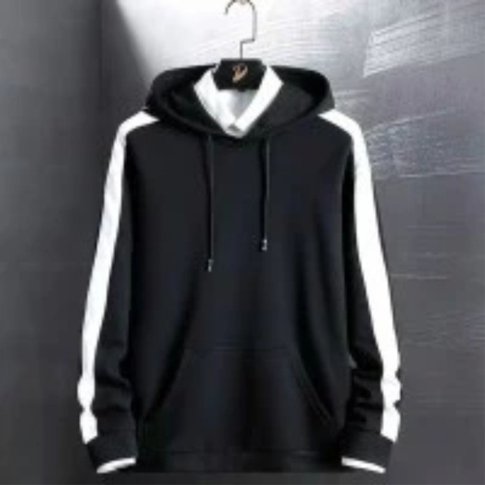 Jaket Hoodie big size jumbo S sampai 5XL jaket Hoodie Polos pria - Hitam, S