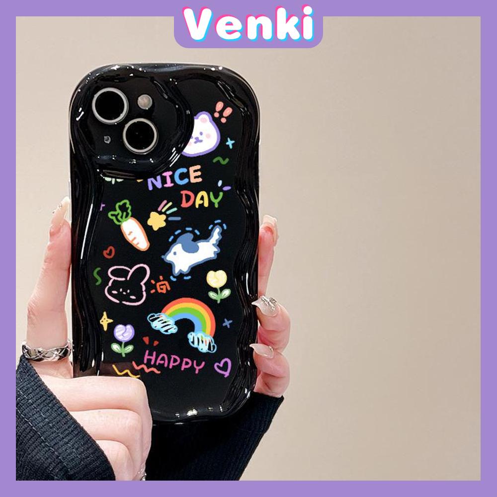 Case for iPhone 11 Pro Max TPU Soft Glossy Curved Wave Case Cute Cartoon Graffiti Camera Protection Shockproof For iPhone 14 13 12 11 Plus Pro Max 7 Plus X XR