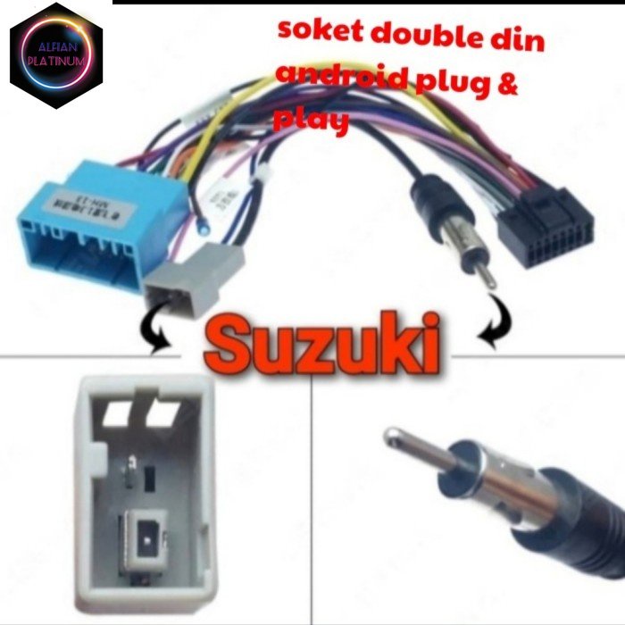 soket pnp double din android mobil suzuki