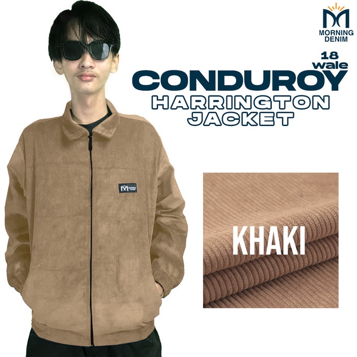 Jaket Korduroy Harrington Jacket Pria Kordoray Morning Denim - Khaki
