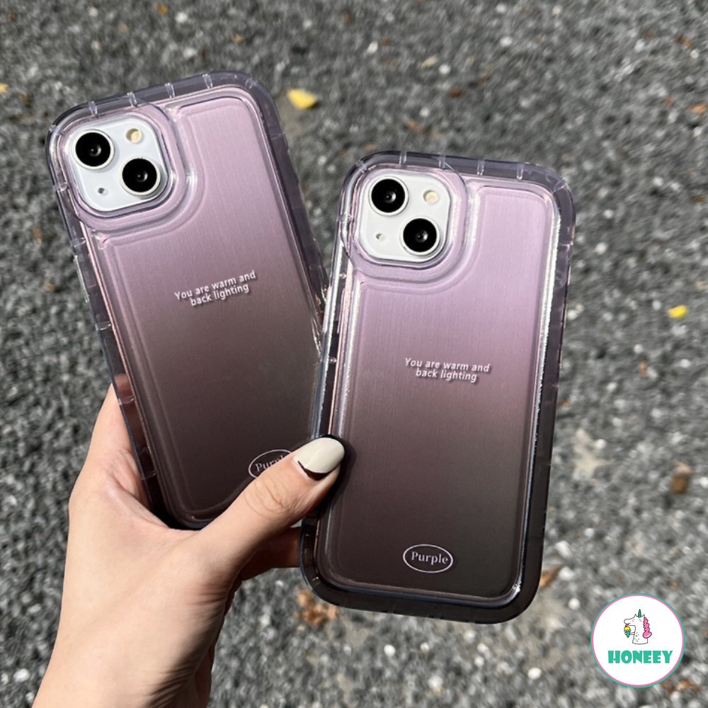 IPHONE Korea Gradiasi Ungu Anggur Ponsel Case Untuk Iphone14 11 12 13 Pro Max XS XR 7 8 Plus INS Sederhana Bening Shockproof Anti-drop Lembut Silikon Cover