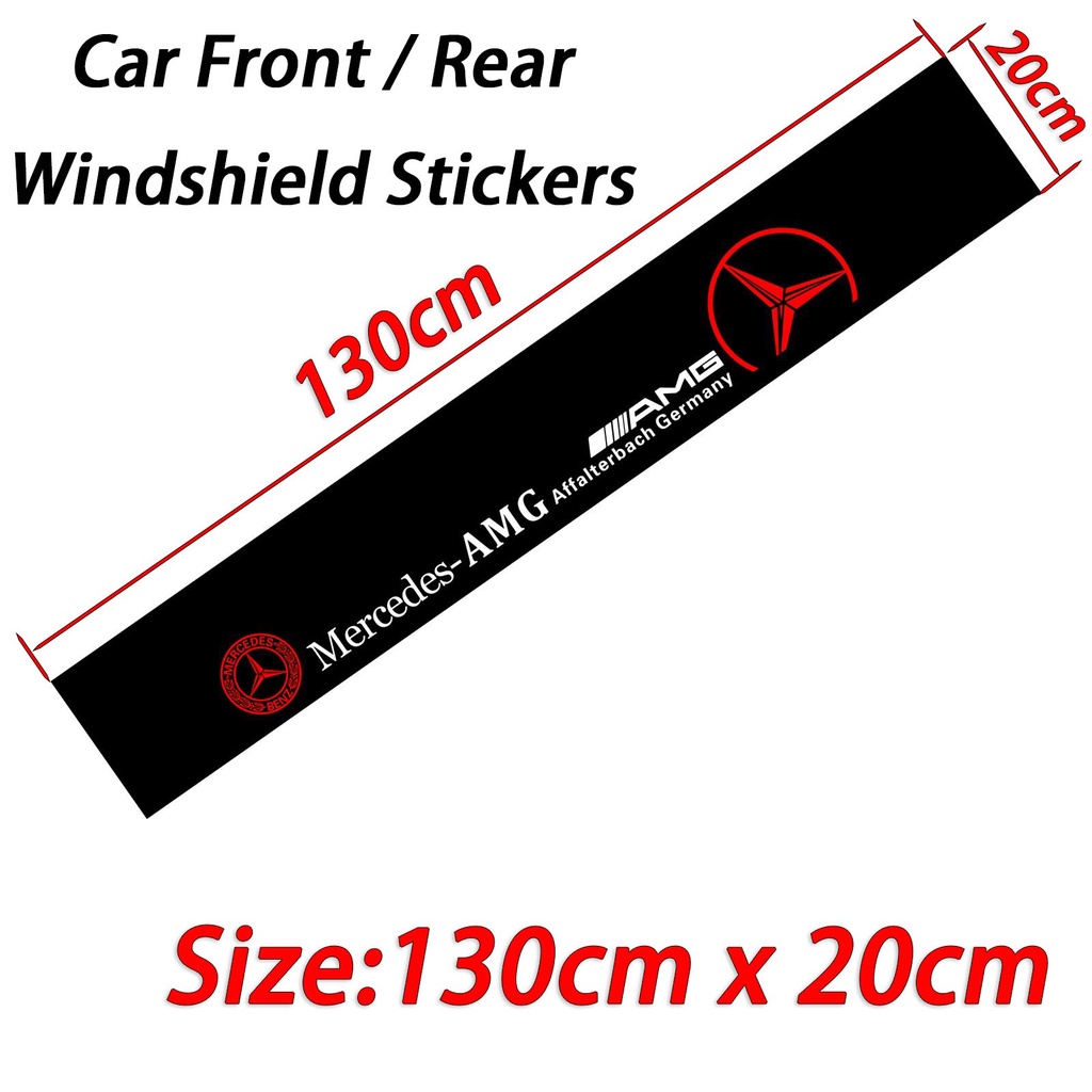 Sticker Kaca Depan Mobil Windshield Sticker Hitam Stiker Hias Untuk Mercedes Benz AMG E200 W210 W203 W124 W204 W211 W123 W205 W212 W203 C200 E350 A180 CLA A45 E240 E250 C200 GLC