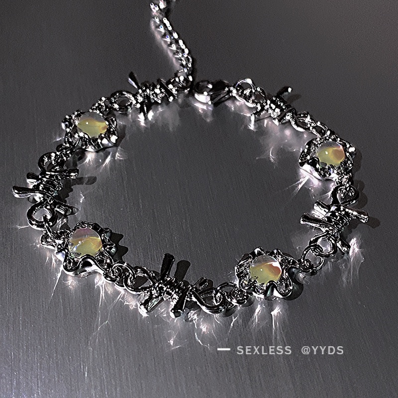 Sweet Thorn Splice Moonstone Bracelet Untuk Wanita Gelang Rantai Perak Aksesoris Perhiasan