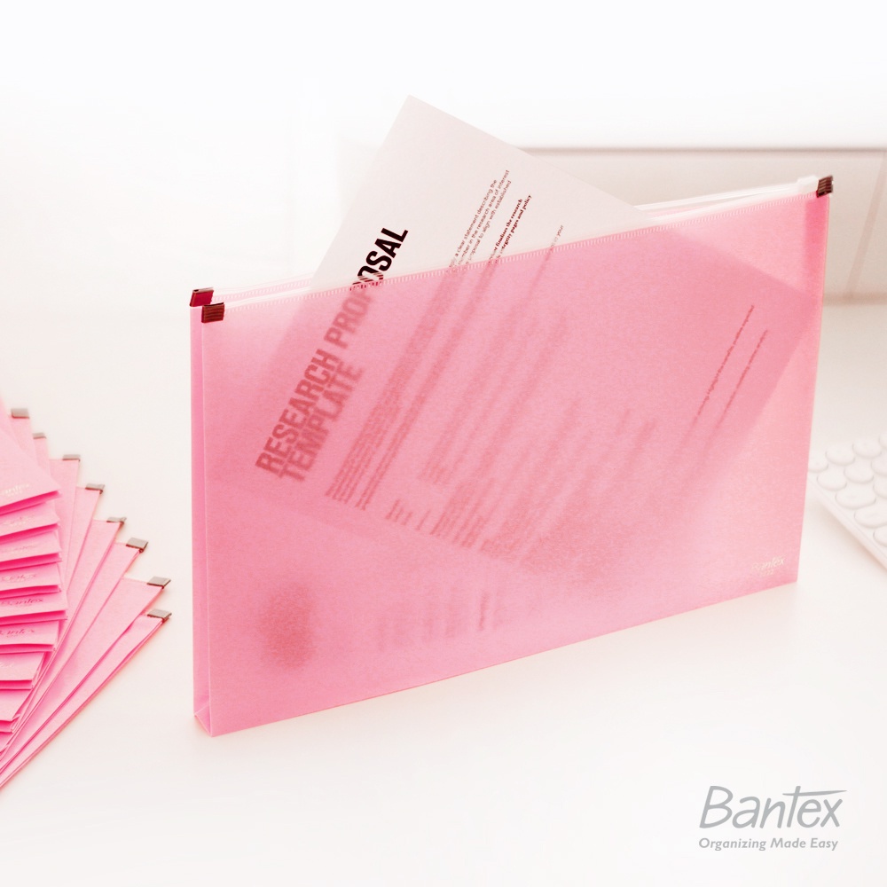 

Bantex Zipper Bag Map Plastik Resleting Folio F4 Musky Pink