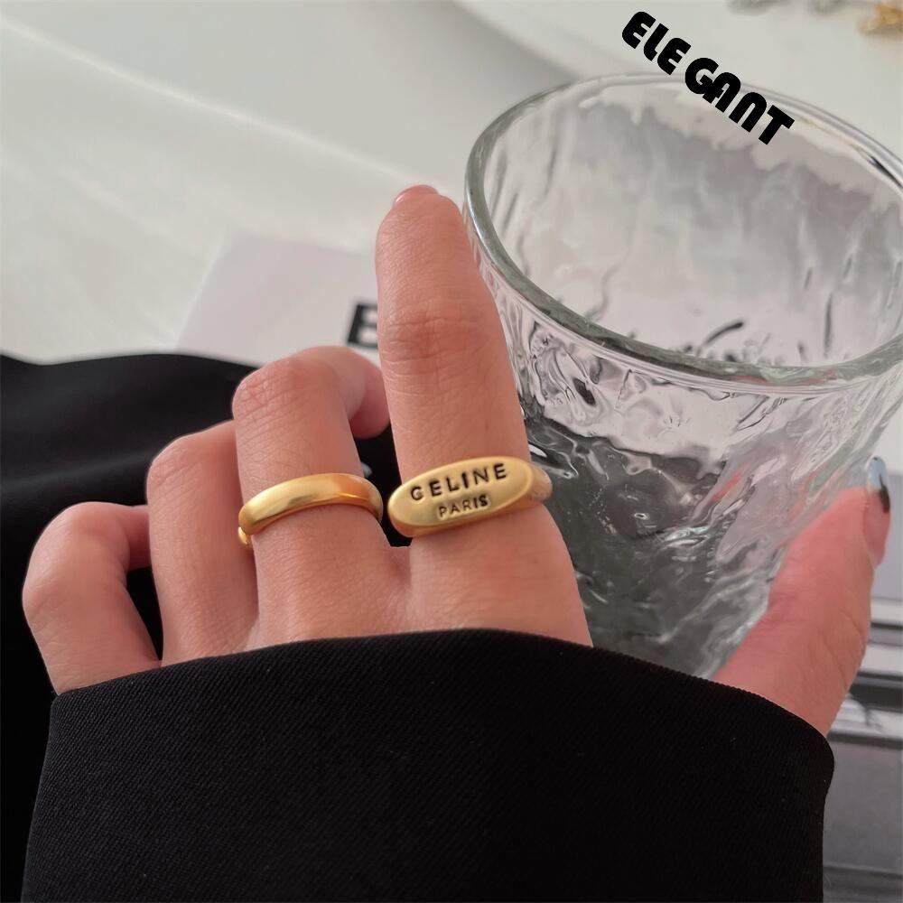 [Elegan] Cincin Huruf Emas Kepribadian Hadiah Sederhana Warna Emas Tembaga Gadis Gaya Korea Ring