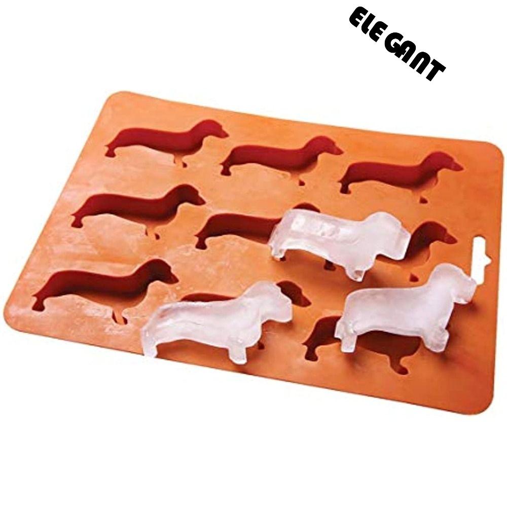 [Elegan] Ice Cube Tray 3D Dapur Kreatif Silikon Dachshund Shaped Cetakan Kue