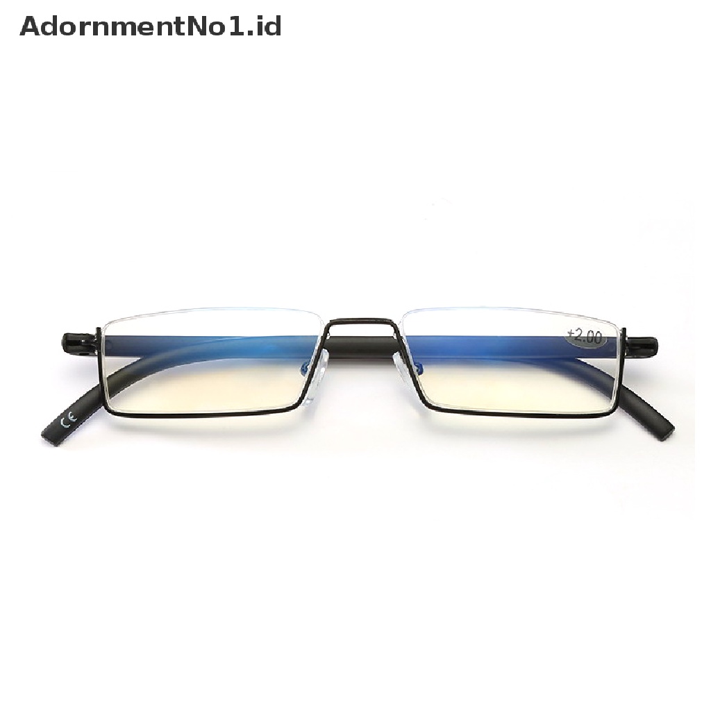 [AdornmentNo1] Kacamata Baca Setengah Bingkai Stainless Steel Untuk Pria Dan Wanita Frame Reading Rectangle for Metal Frame Glasses Anti-Reflective Unisex Presbyopia Eyewear Case [ID]