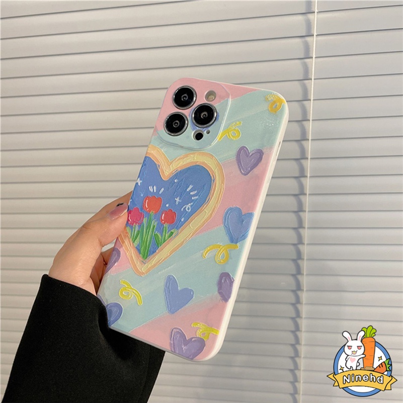 Huawei Y9 Prime 2019 Nova 7i 10 9 8 7 6 SE Pro Nova Y90 Y70 Plus Nova 5T 4e 3i Y7A Y9s Y6P P30 Lite P40 Mate 40 30 Pro Rainbow Heart Love Graffiti Flower Casing Ponsel Silikon Cair