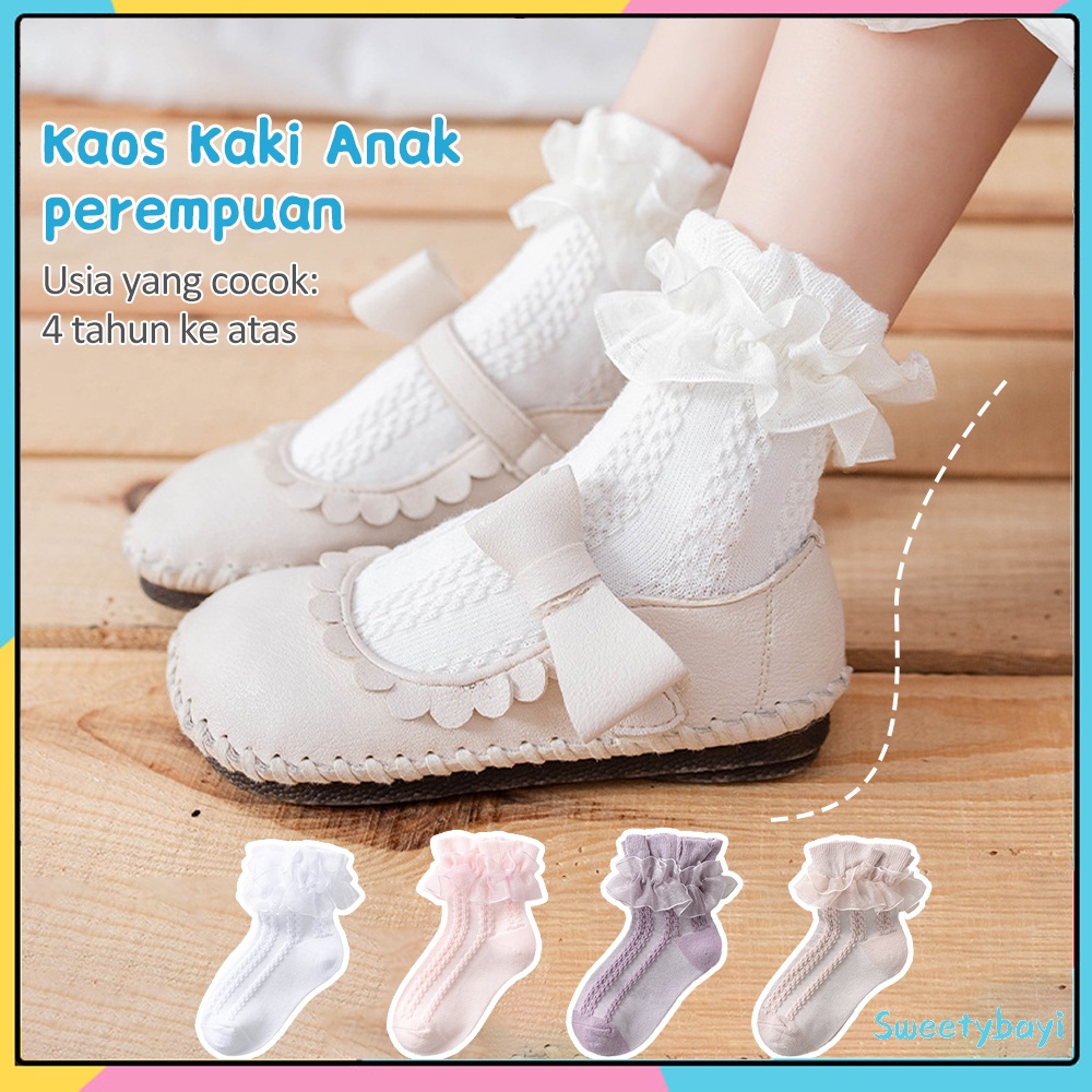 SweetyBayi Kaos kaki renda anak perempuan Kaos kaki pesta anak katun Kid socks