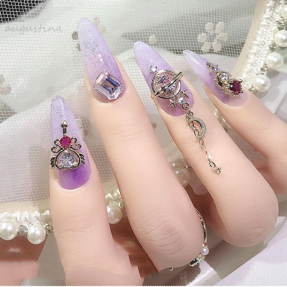 Augustina Nail Art Dekorasi Cinta Es Bulan Pesona Kuku Hiasan Natal Zirkon Aksesoris Kuku Berlian Imitasi Kuku